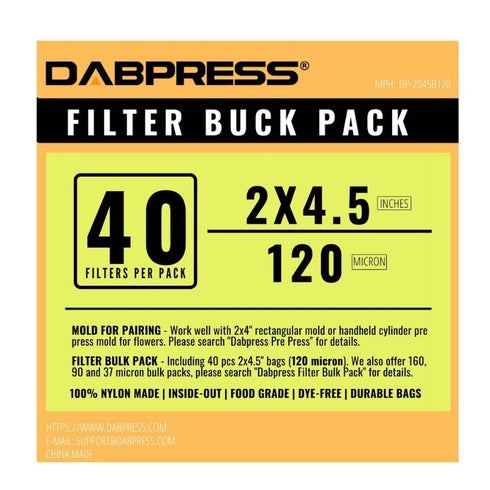 DABPRESS Rosin Filter Bulk Pack of 2x4.5" ( 120 Micron ) Rosin Filter Bags 40pc Per Pack - Affordable Rosin Bags
