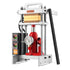 Dabpress Amberigo 4-ton rosin press displayed with standard accessories, ready for home or small-batch extraction use.